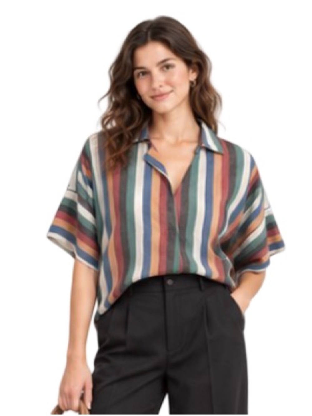 Madewell Courier Button-Back Festival Stripe Cotton Blouse Size XS